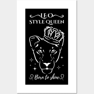 Funny Leo Zodiac Sign - Leo Style Queen, born to shine - Black Posters and Art